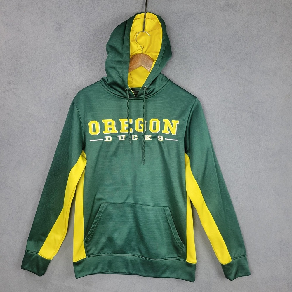Oregon Ducks Hoodie Mens Small Green Yellow NCAA Football Pullover Colosseum